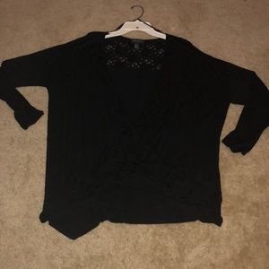 Hi lo black loose wrap shirt